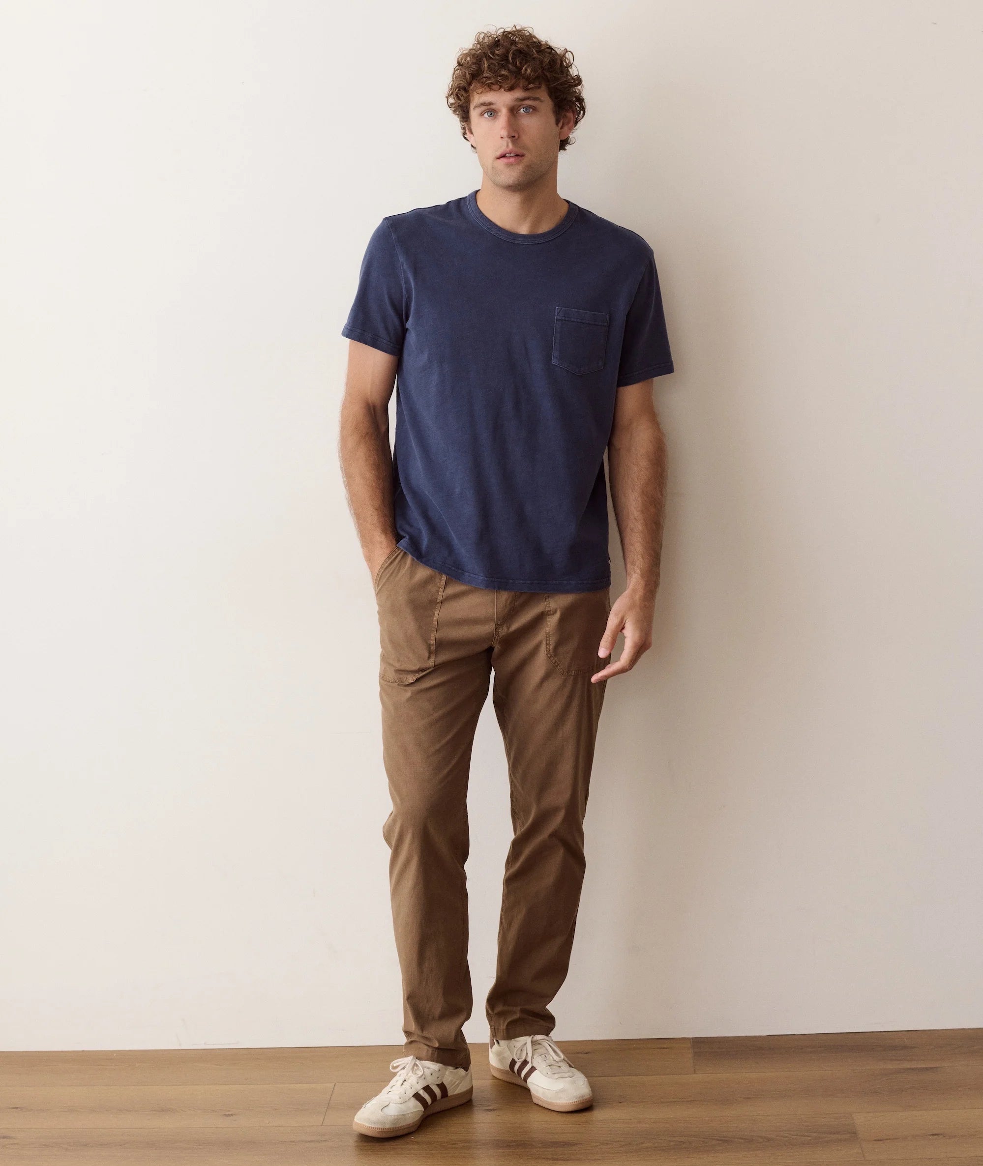Luxe Slub Pocket Tee in Navy