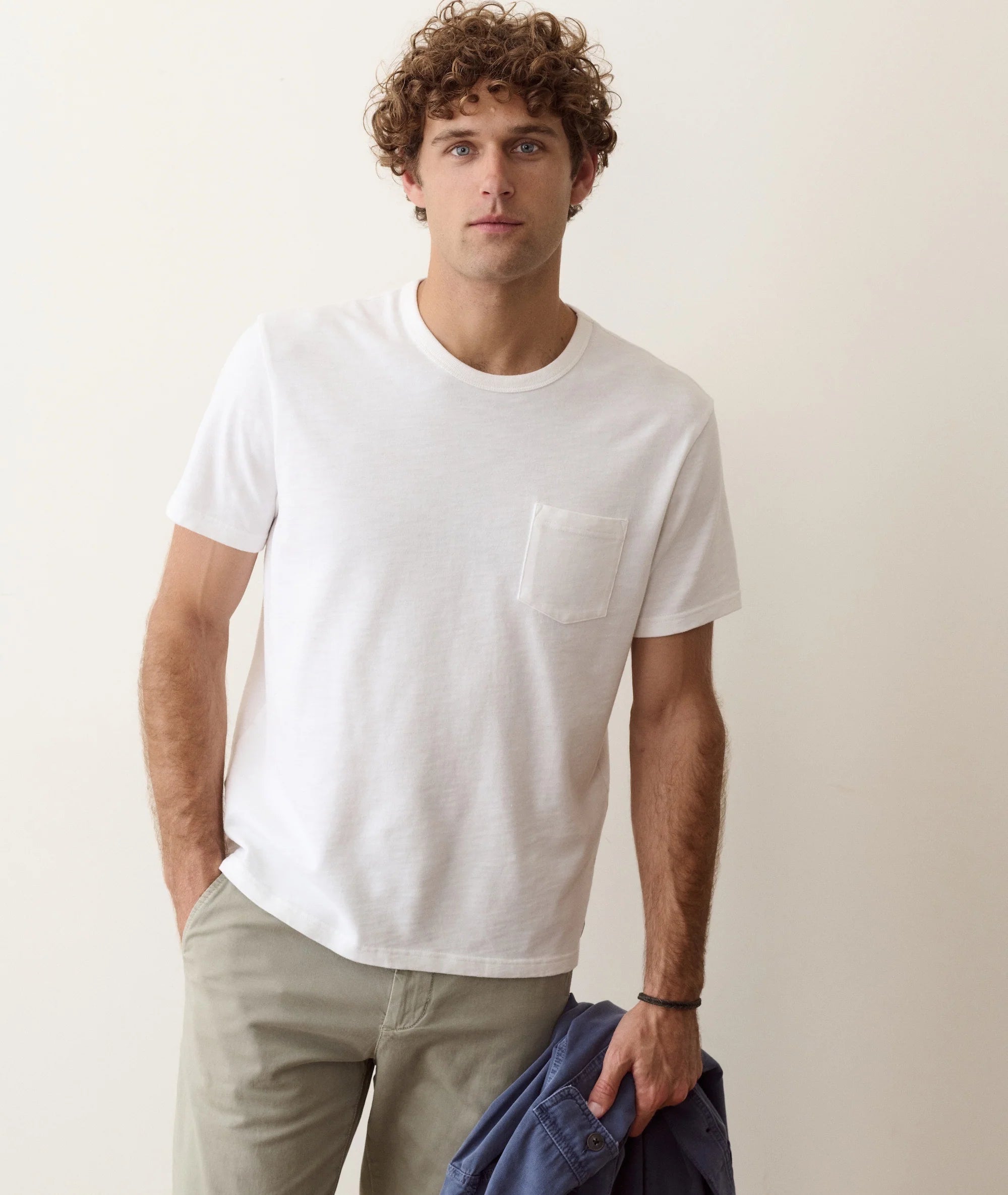 Luxe Slub Pocket Tee in White