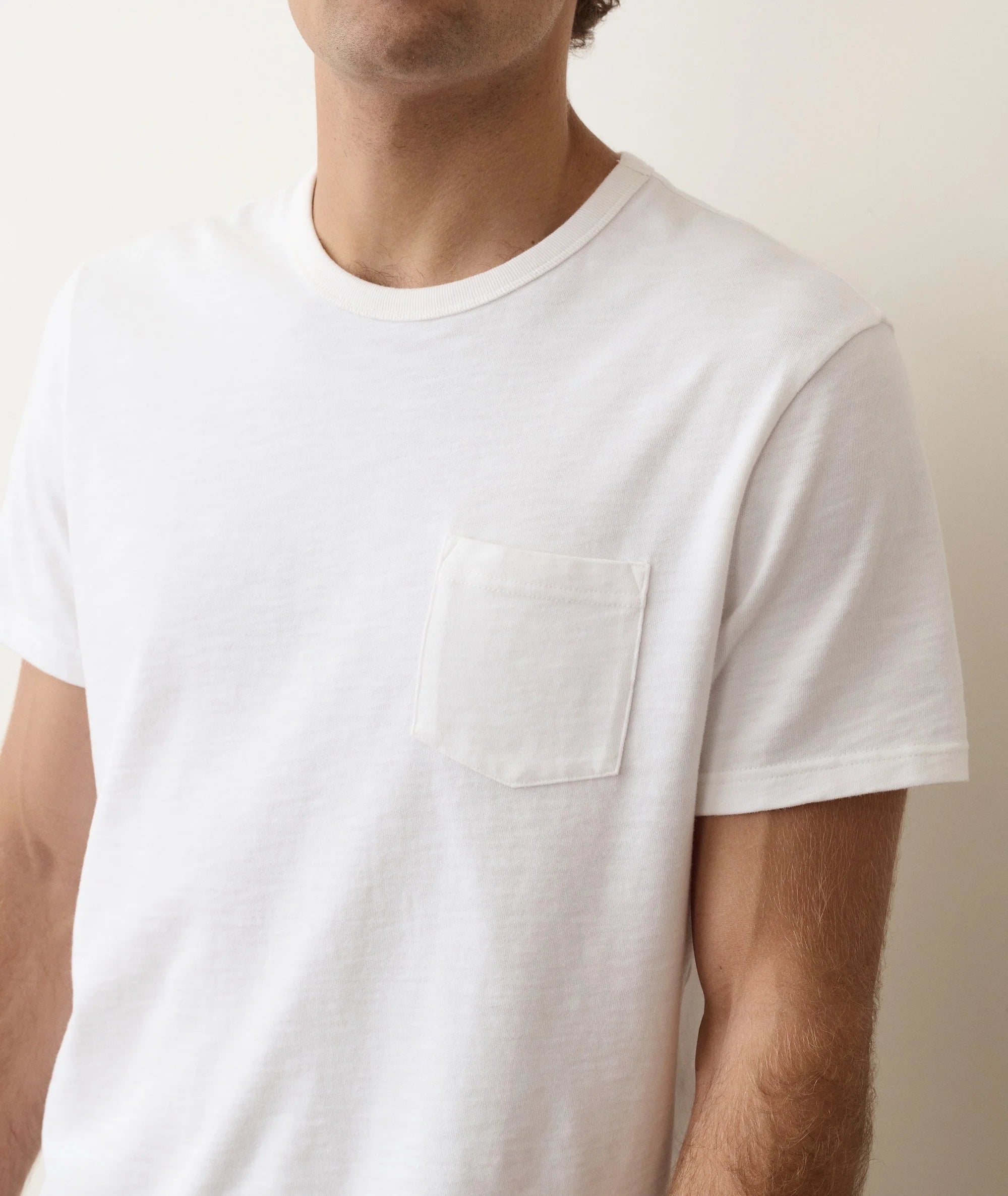 Luxe Slub Pocket Tee in White