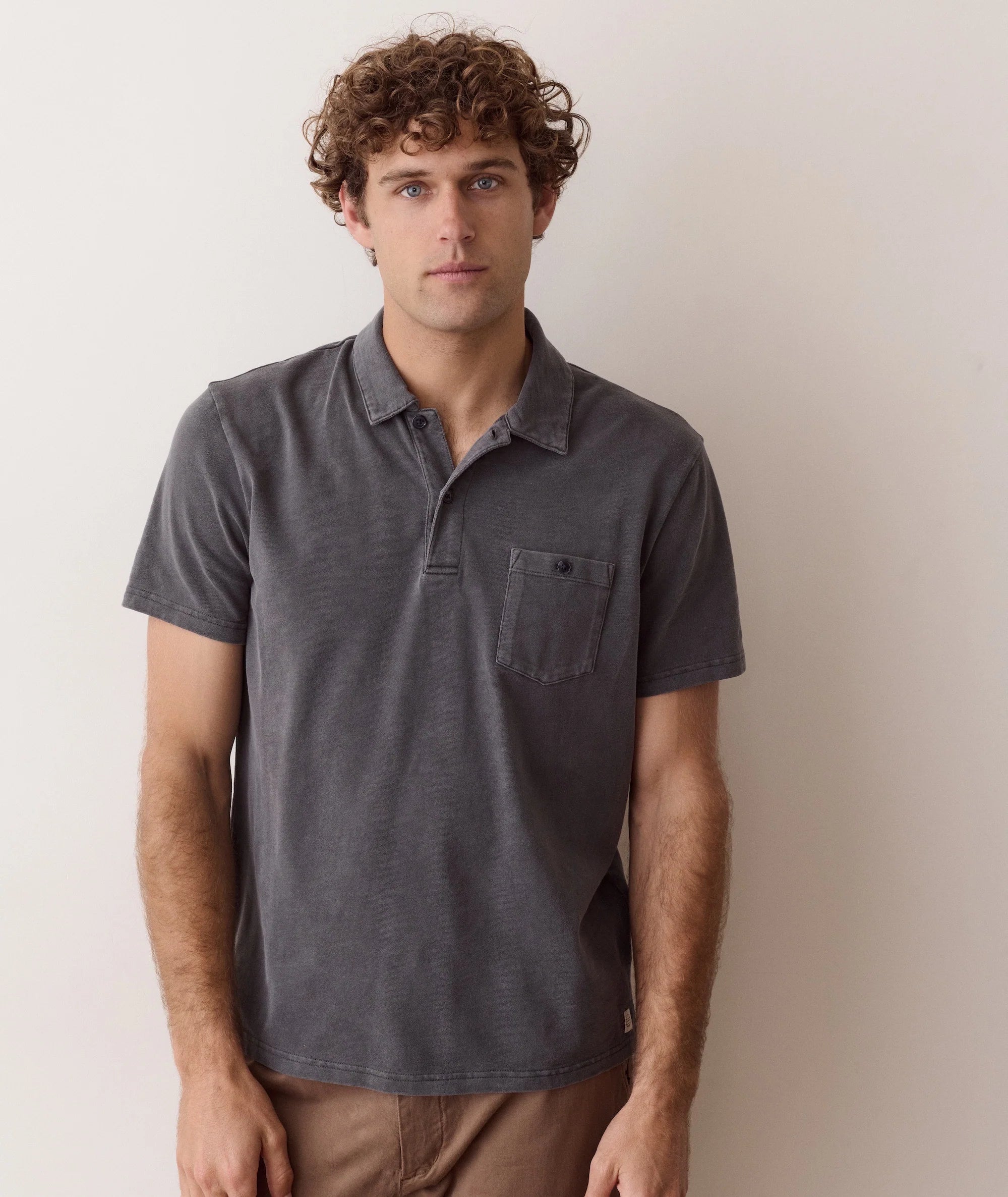 Luxe Slub Polo in Asphalt