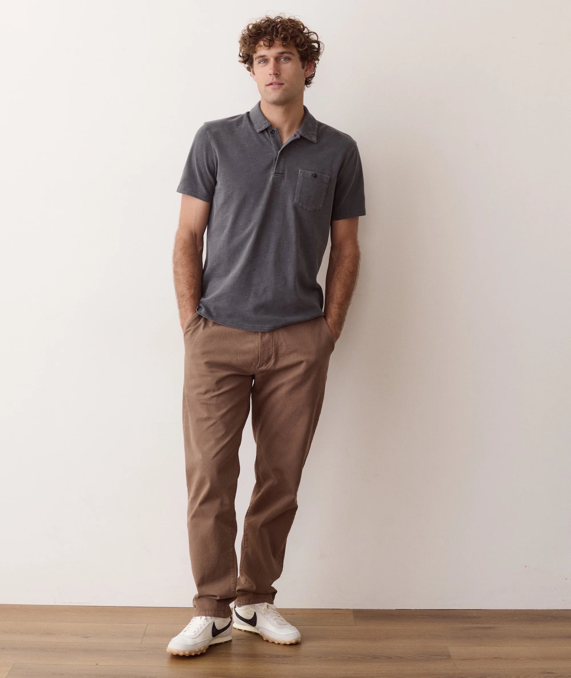 Luxe Slub Polo in Asphalt
