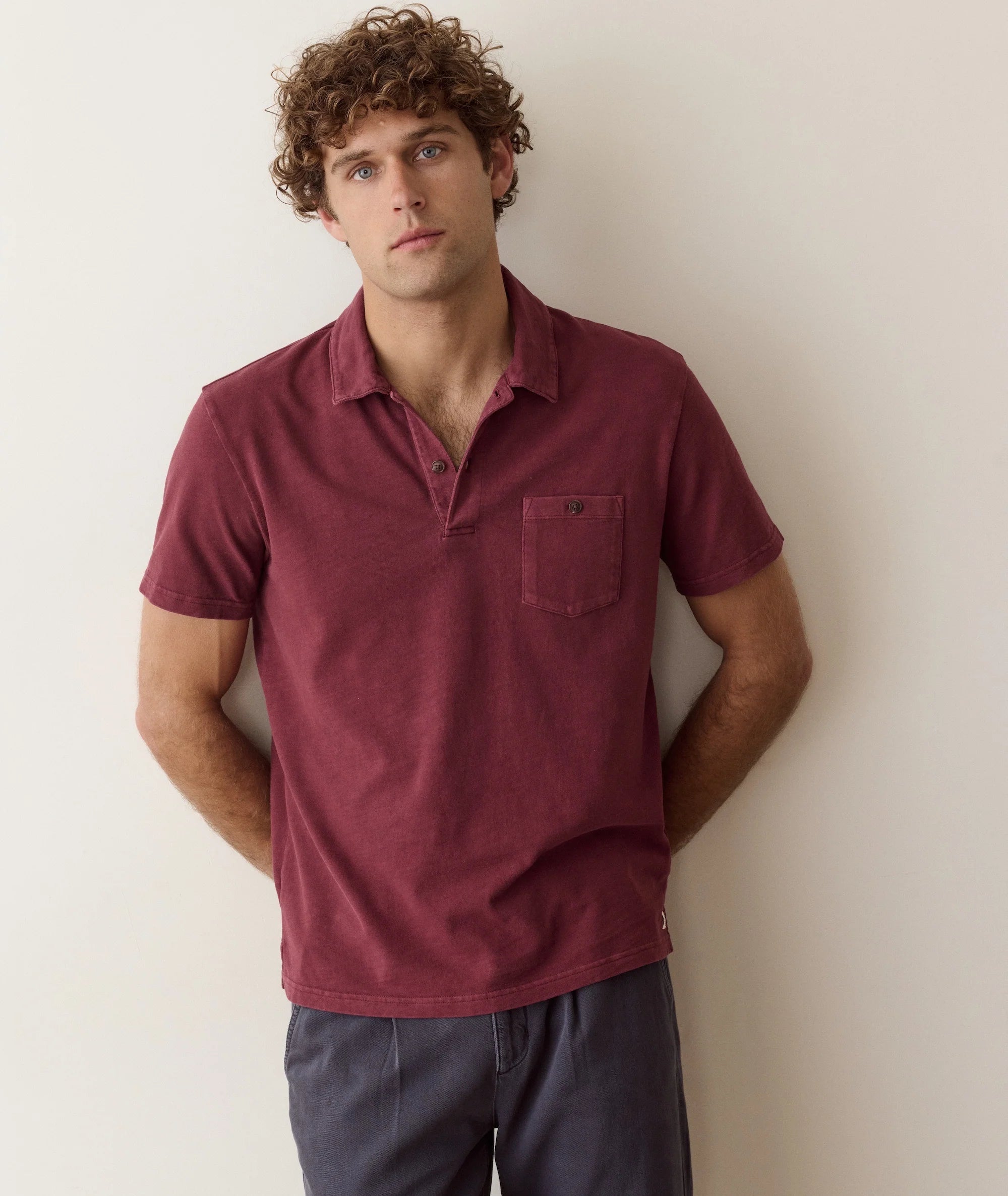 Luxe Slub Polo in Cabernet