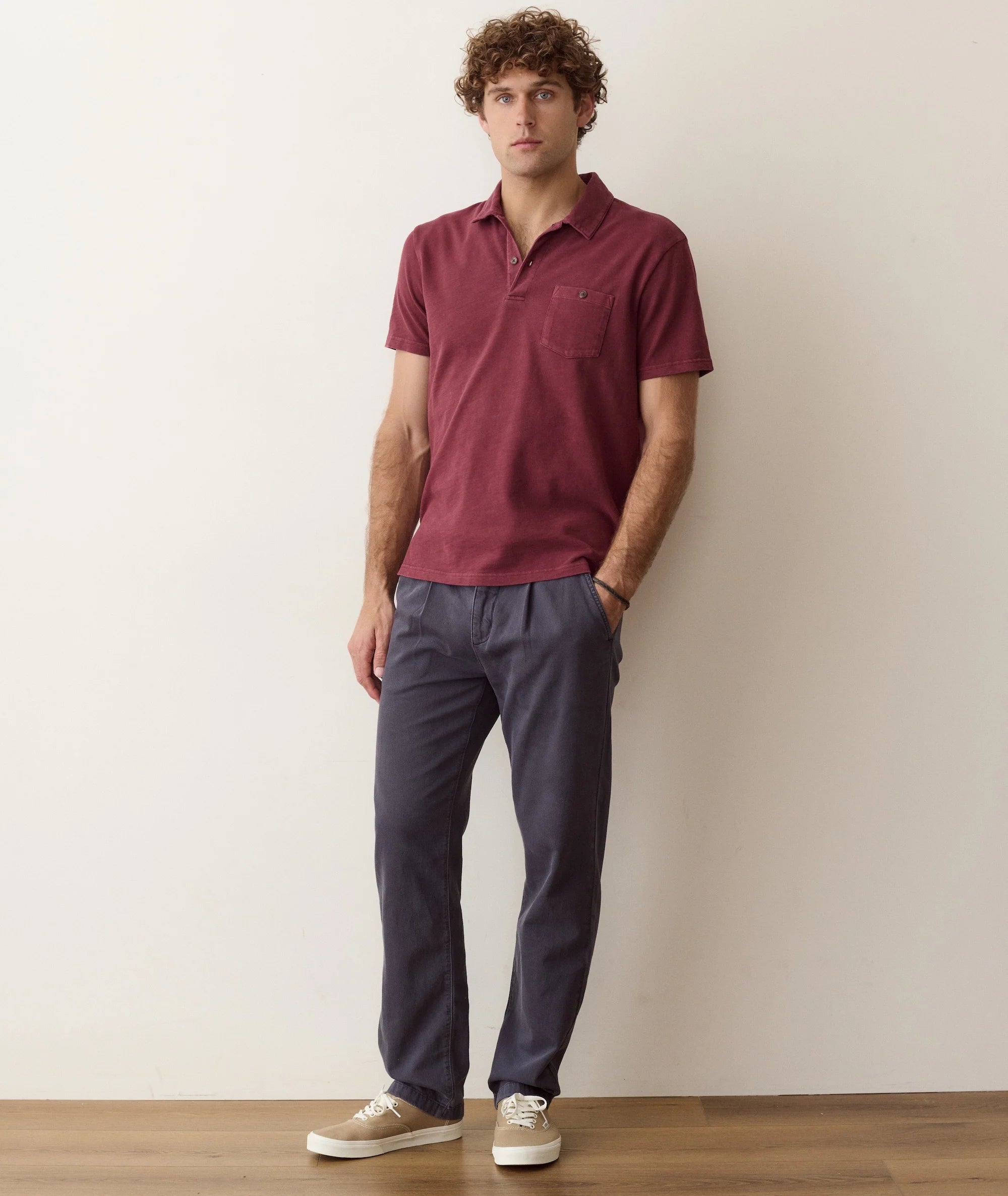 Luxe Slub Polo in Cabernet