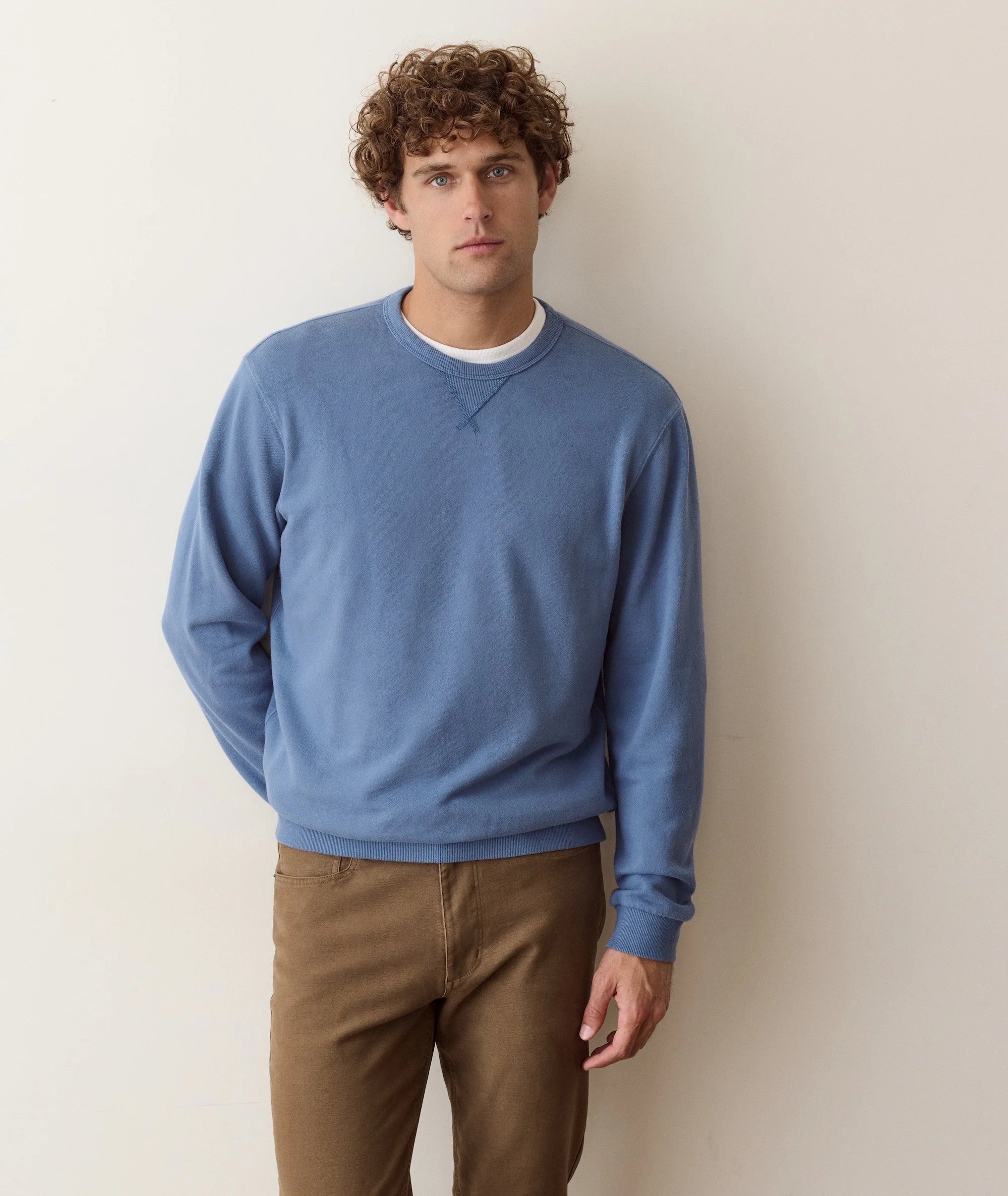 Relaxed Cloud 9 Terry Crewneck in Copen Blue