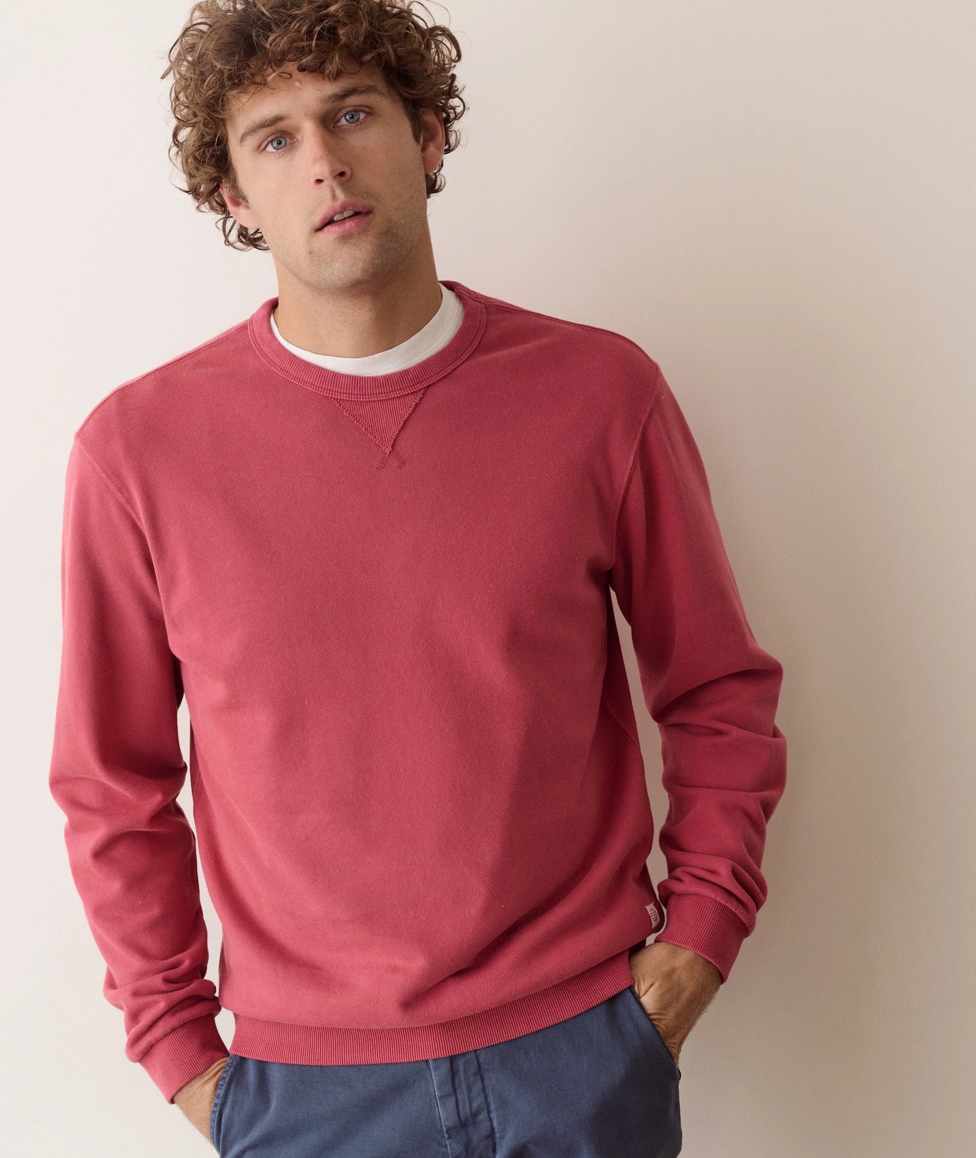 Relaxed Cloud 9 Terry Crewneck in Garnet Rose