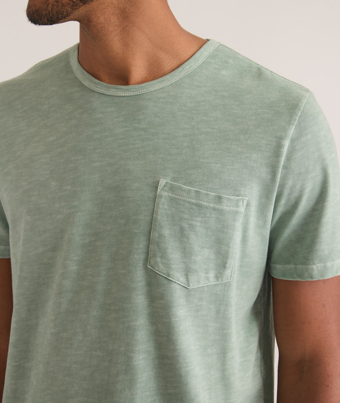 Vintage Heavy Slub Pocket Tee in Iceberg Green