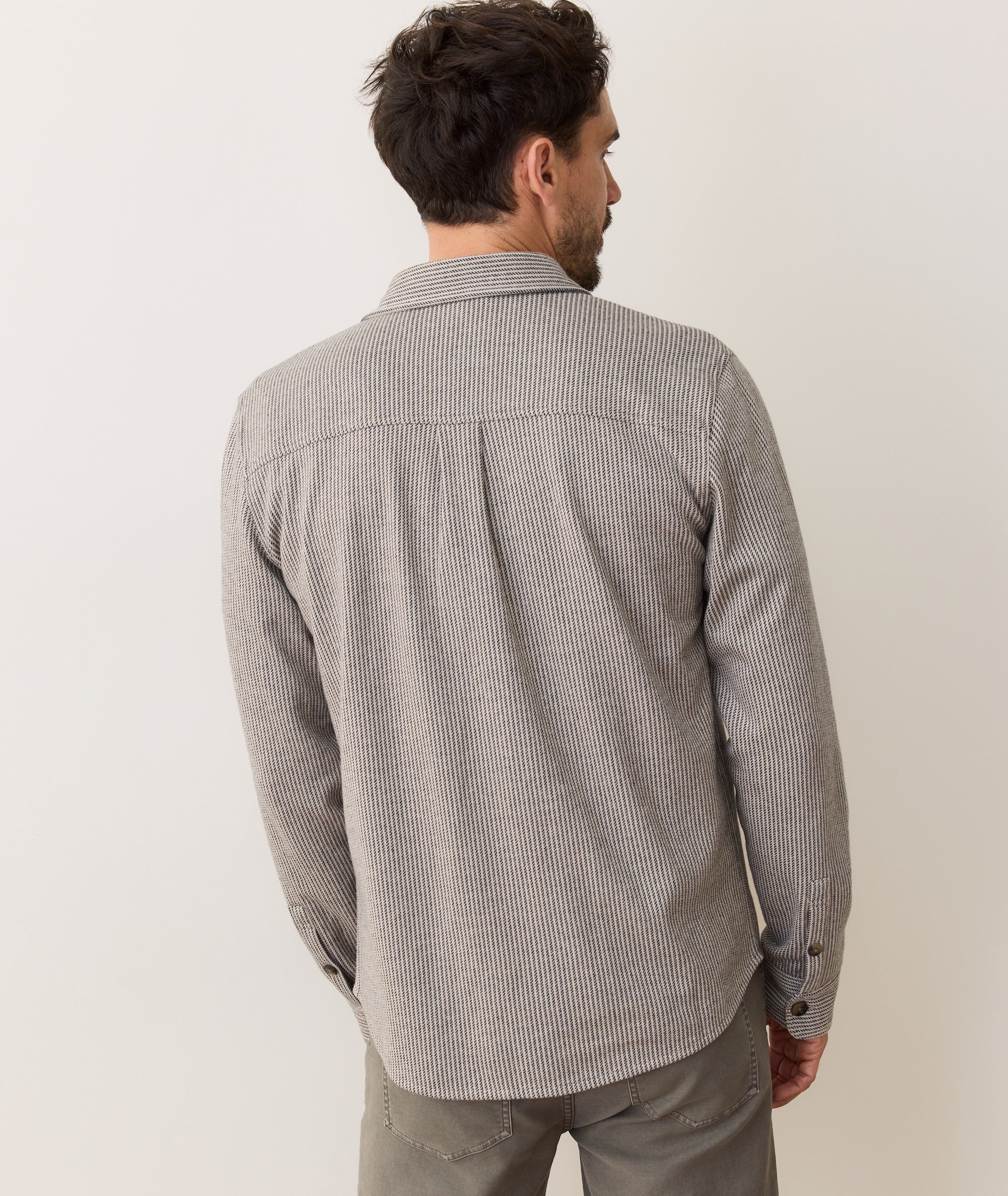 Pacifica Stretch Twill Overshirt in Grey Railroad Stripe