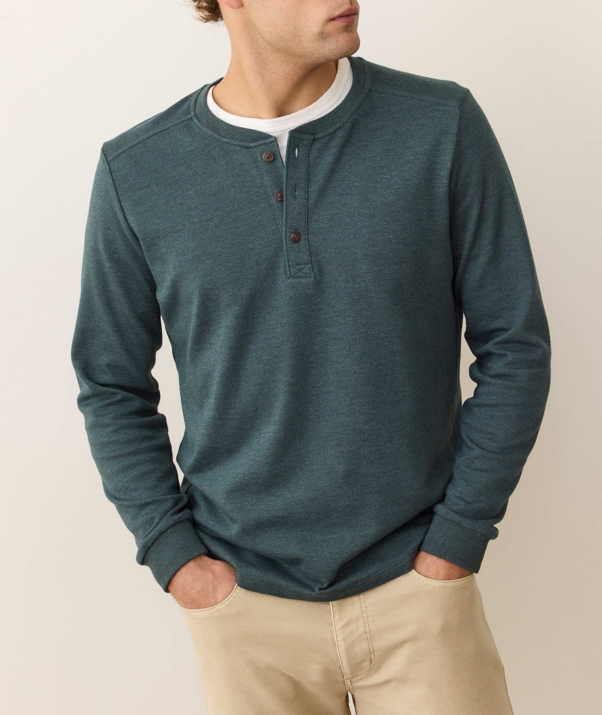Pacifica Stretch Henley in Green Gables