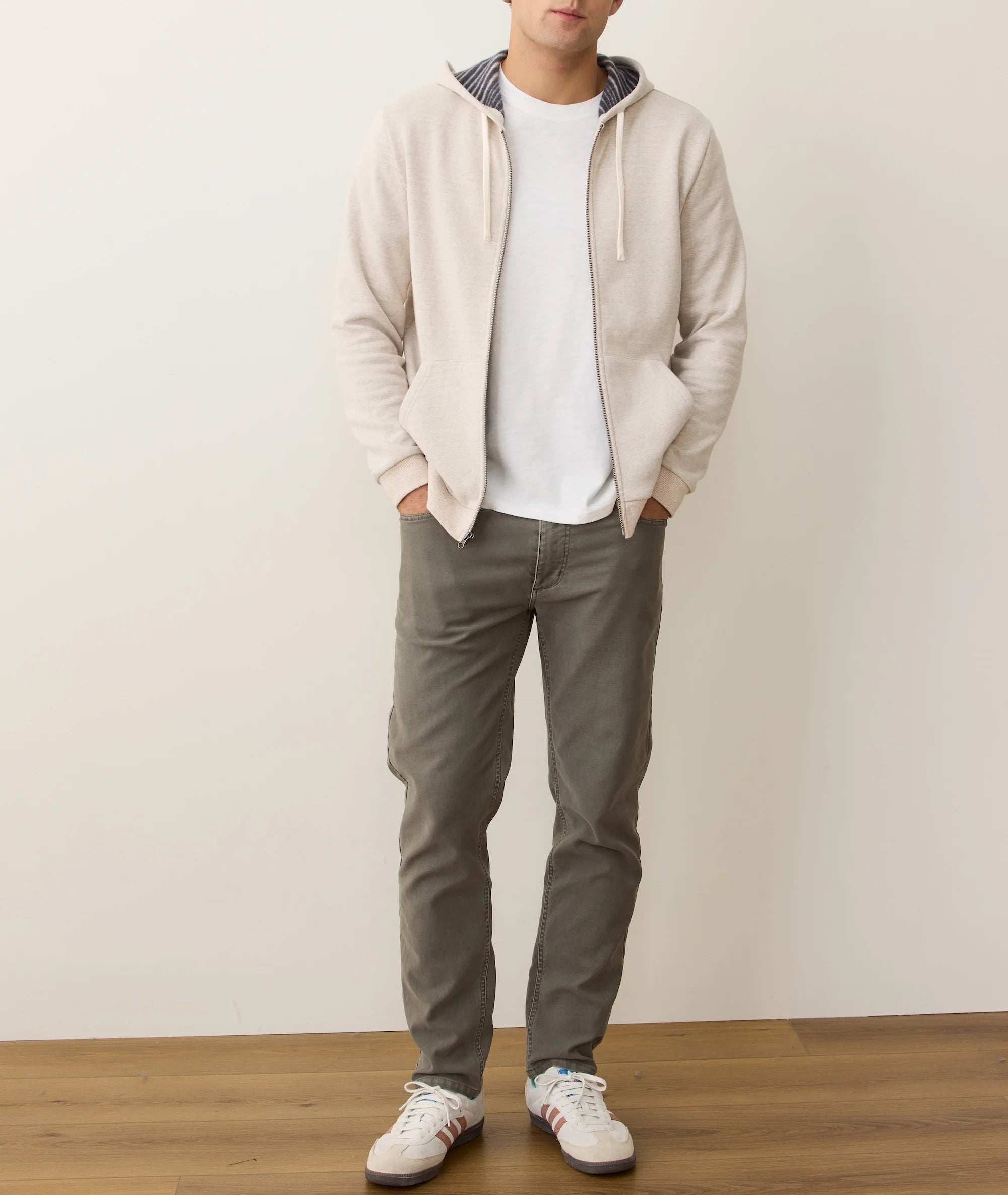 Cloud 9 Fleece Full Zip Hoodie in Navy Stripe