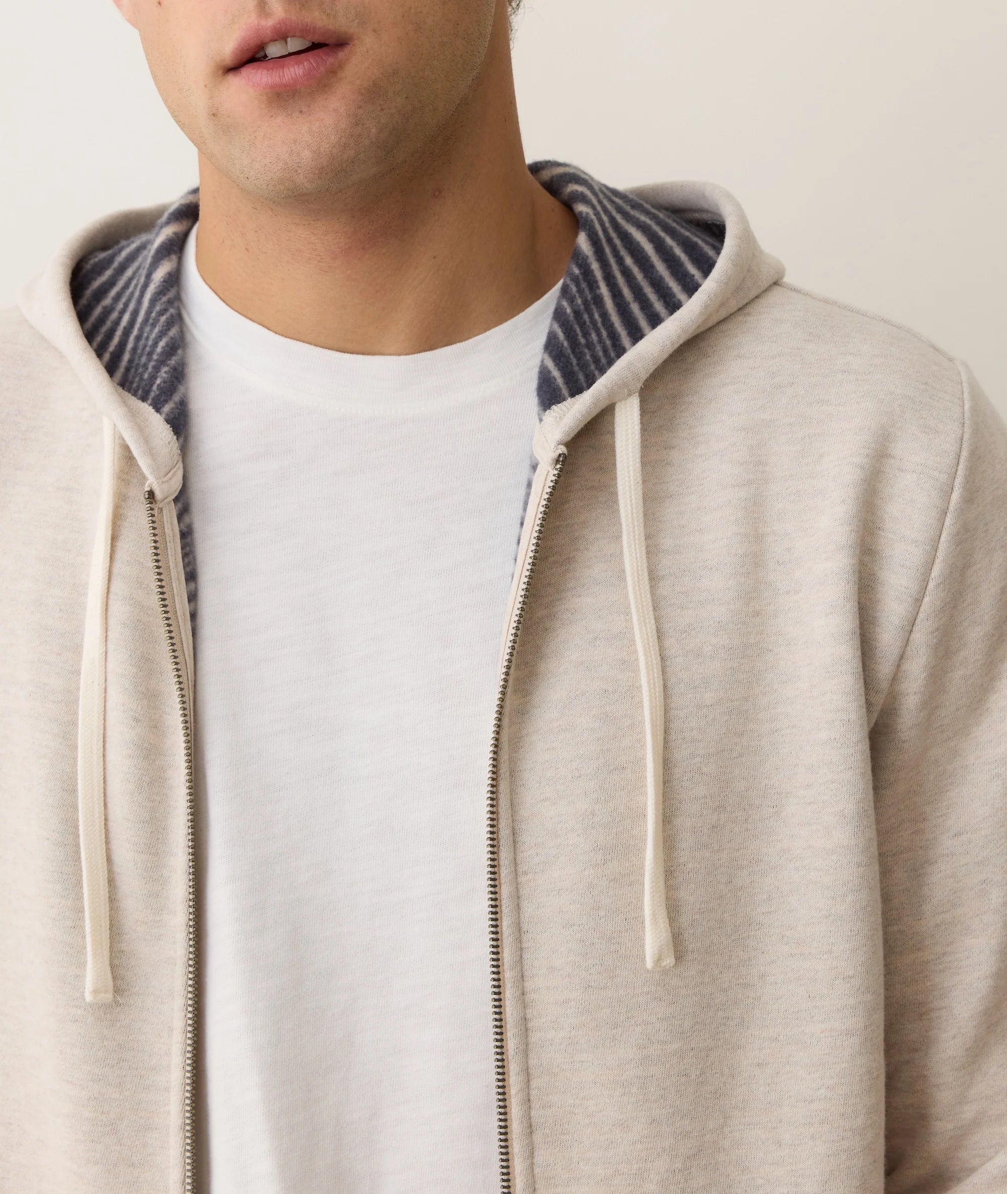 Cloud 9 Fleece Full Zip Hoodie in Navy Stripe