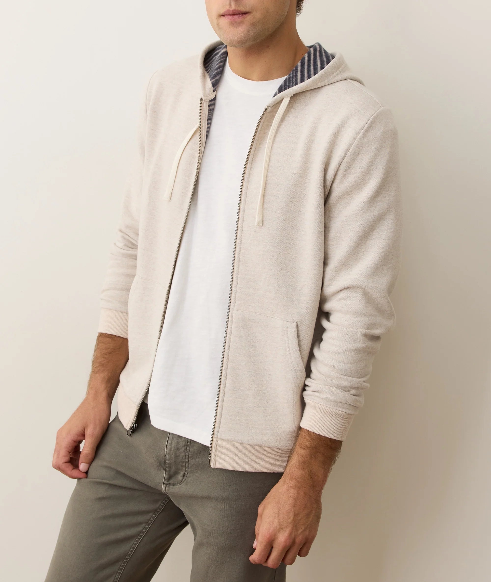 Cloud 9 Fleece Full Zip Hoodie in Navy Stripe