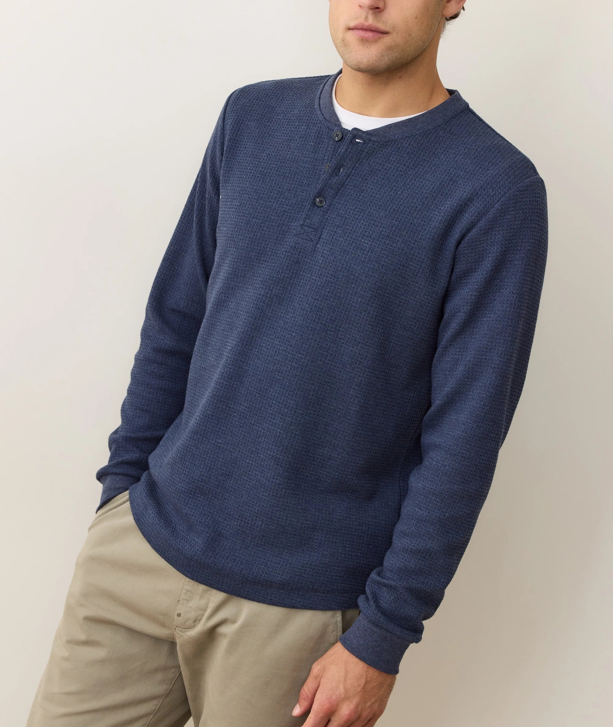 Waffle Henley in Blue