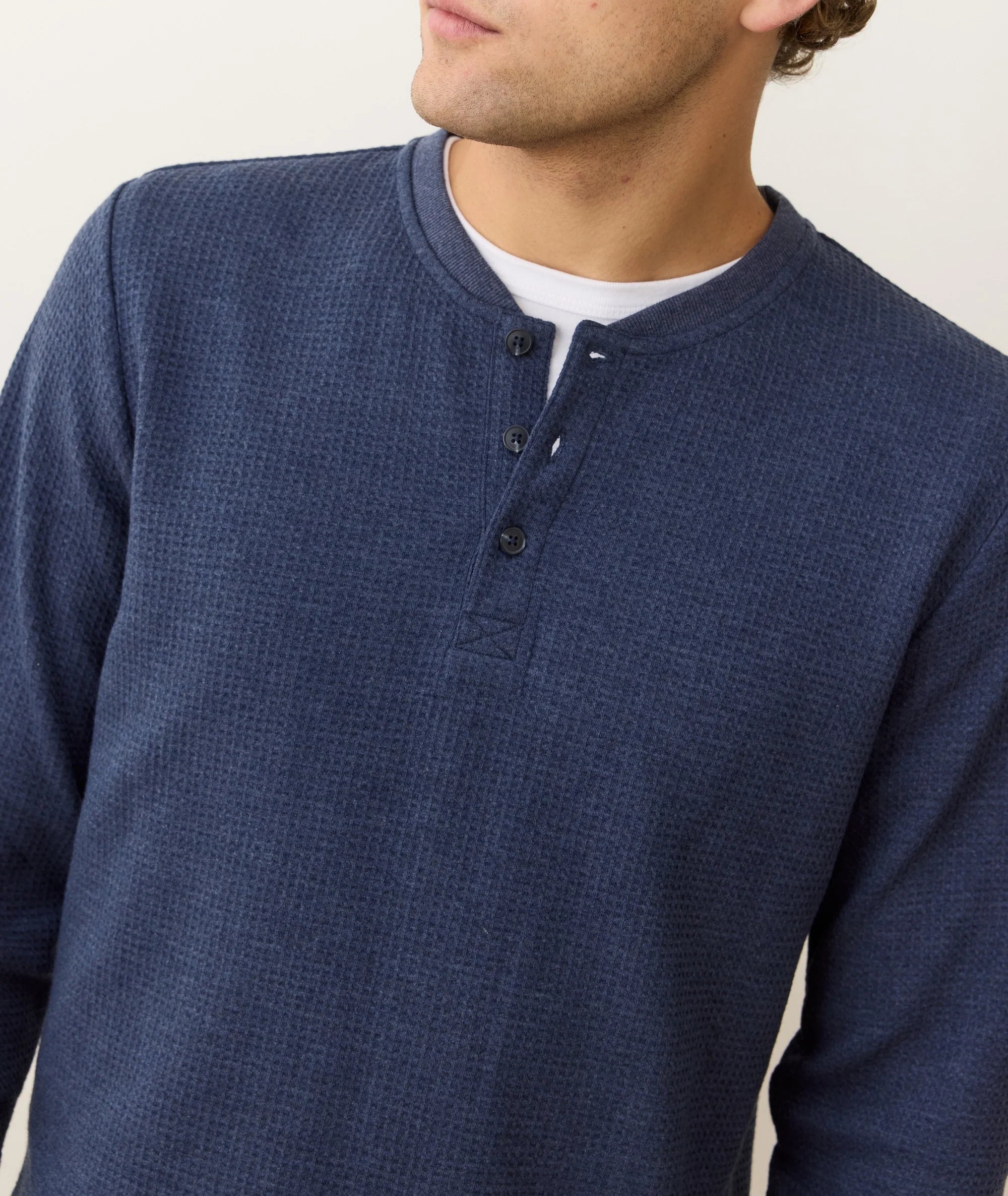 Waffle Henley in Blue
