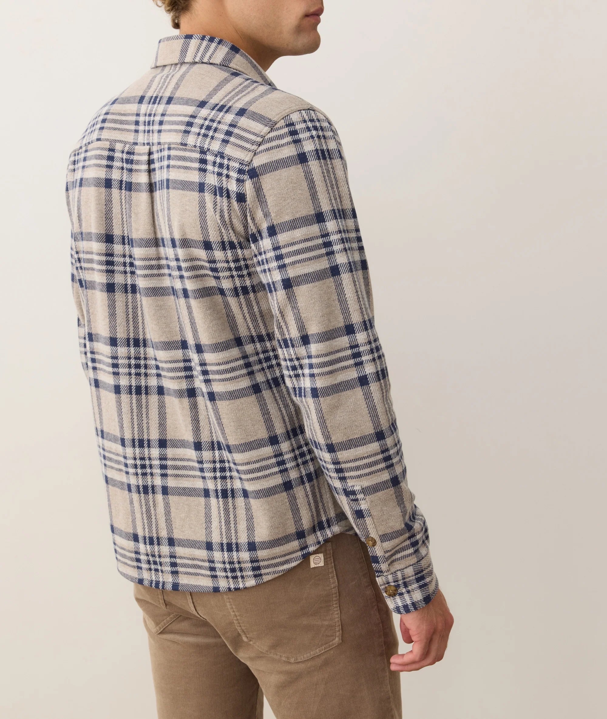 Pacifica Stretch Twill Overshirt in Taupe Plaid