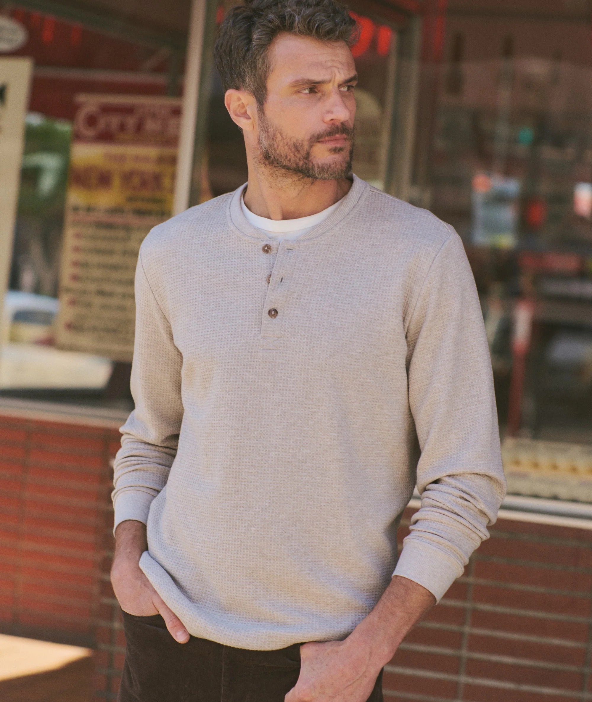 Waffle Henley in Oatmeal