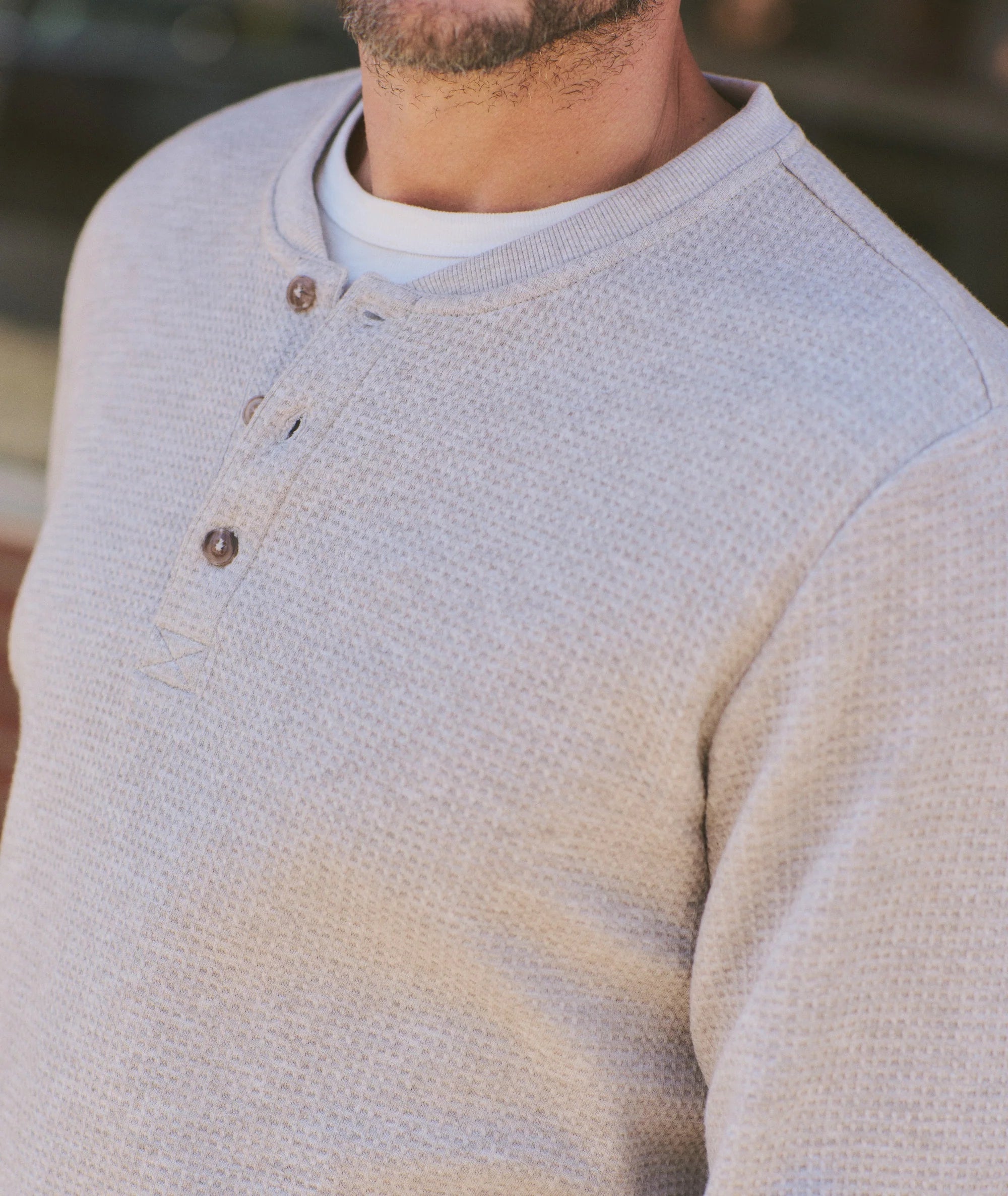 Waffle Henley in Oatmeal