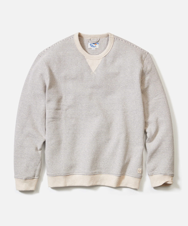 Relaxed Cloud 9 Fleece Crewneck in Driftwood Mini Stripe