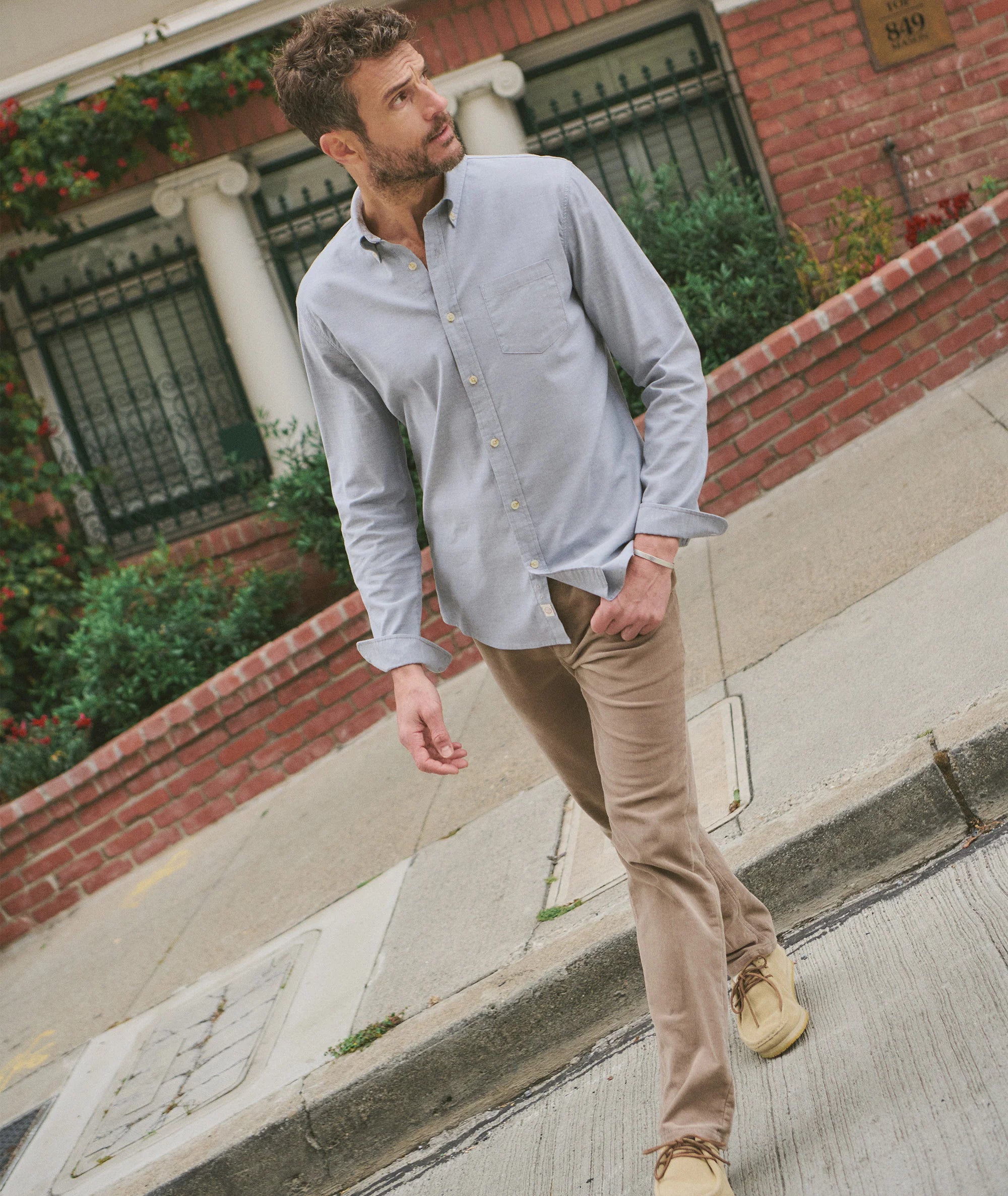 5 Pocket Flex Terry Cords Slim Straight in Taupe
