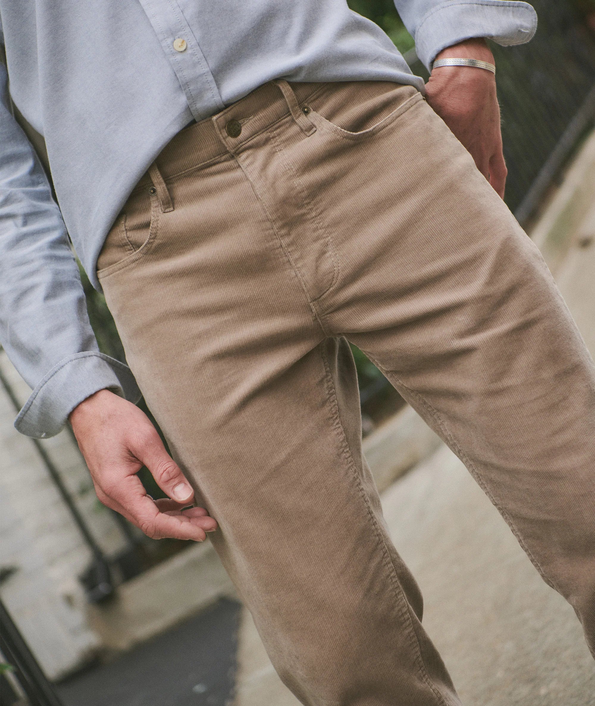 5 Pocket Flex Terry Cords Slim Straight in Taupe