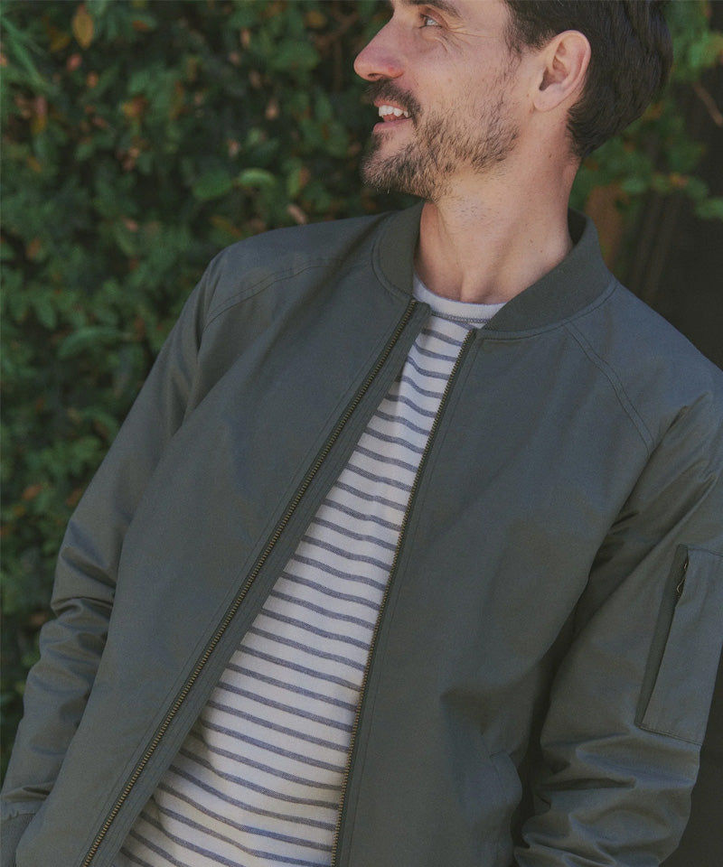Glenn Wax Canvas Bomber in Olive