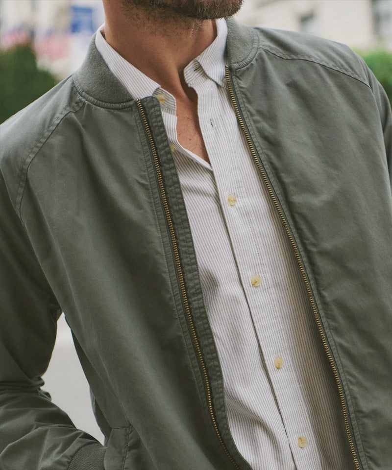 Glenn Wax Canvas Bomber in Olive