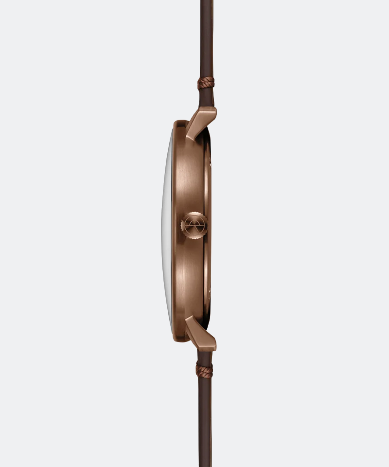 Hamburg Bronze Quartz 42mm - Blue on Vintage Mocha Leather Band