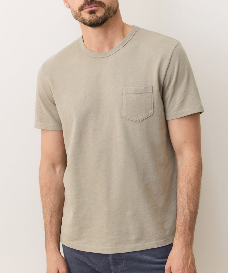 Vintage Heavy Slub Pocket Tee in Vintage Khaki