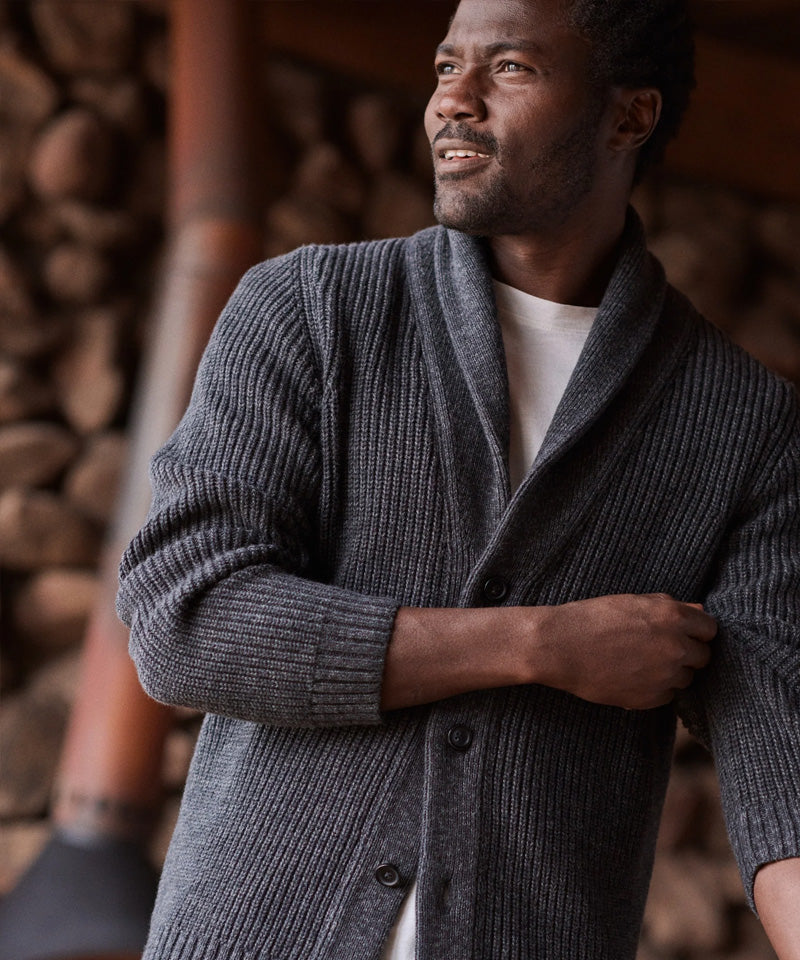 Inverness Sweater Cardigan in Charcoal