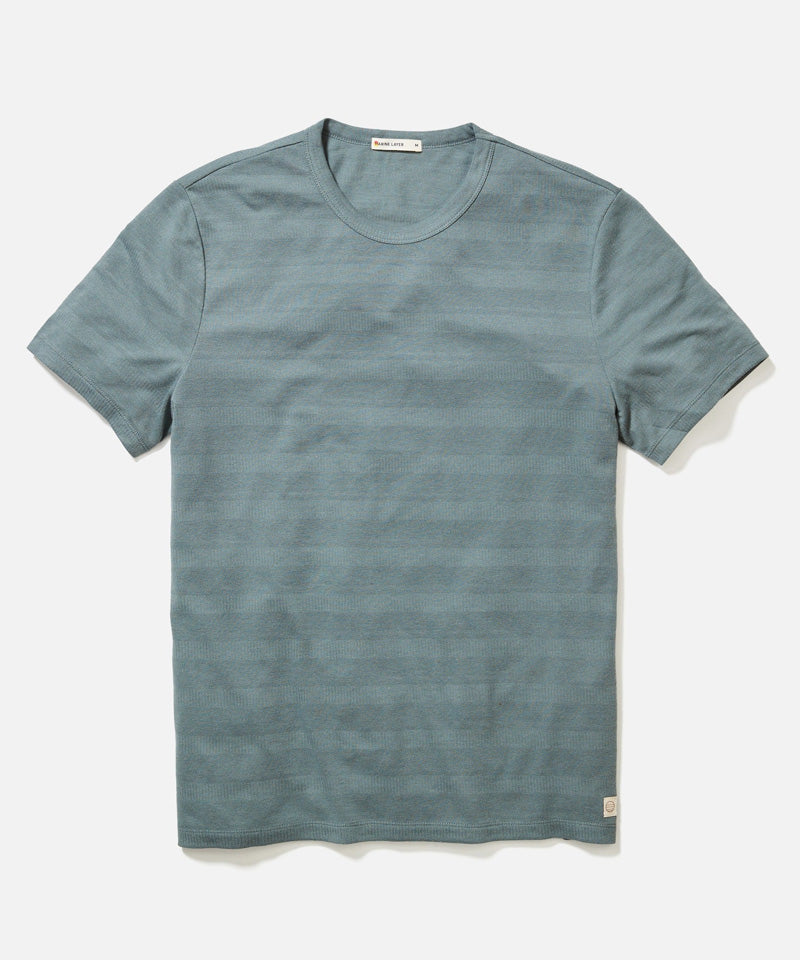 Signature Jacquard Crew Tee in Balsam Green