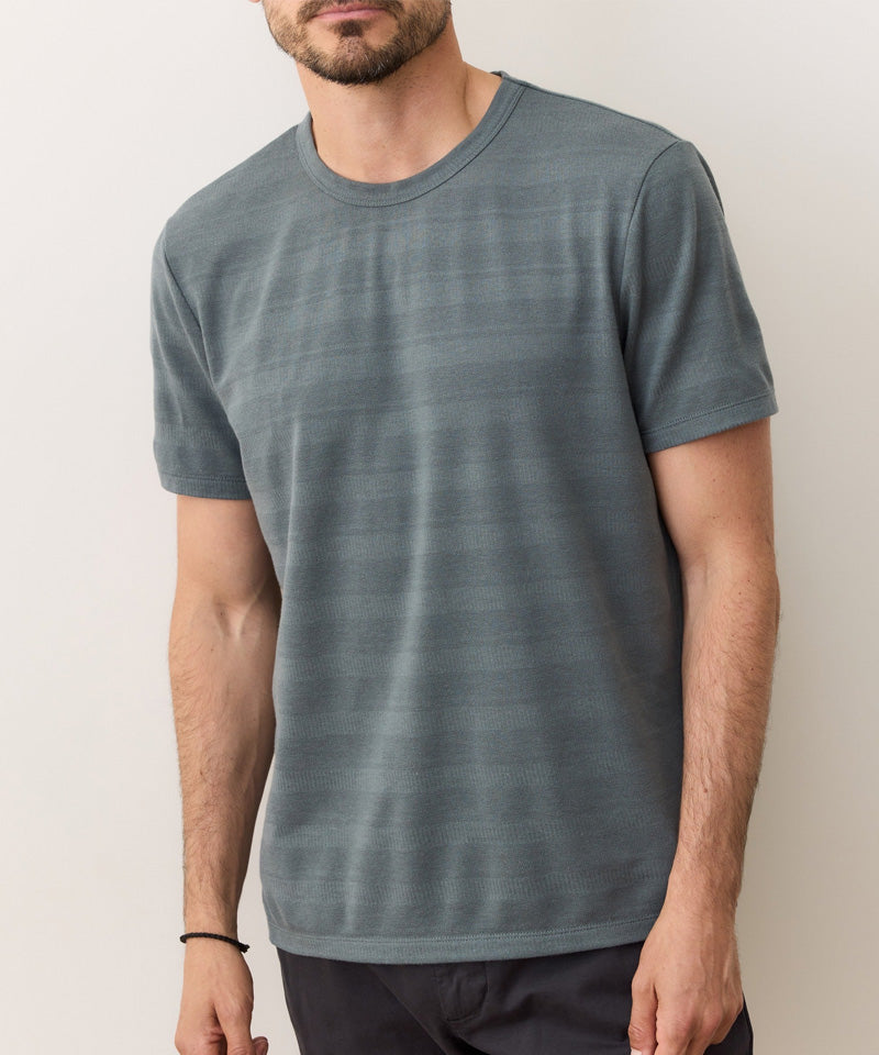 Signature Jacquard Crew Tee in Balsam Green