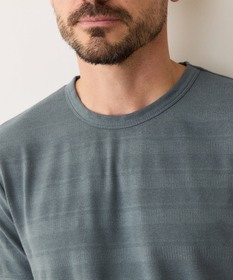Signature Jacquard Crew Tee in Balsam Green
