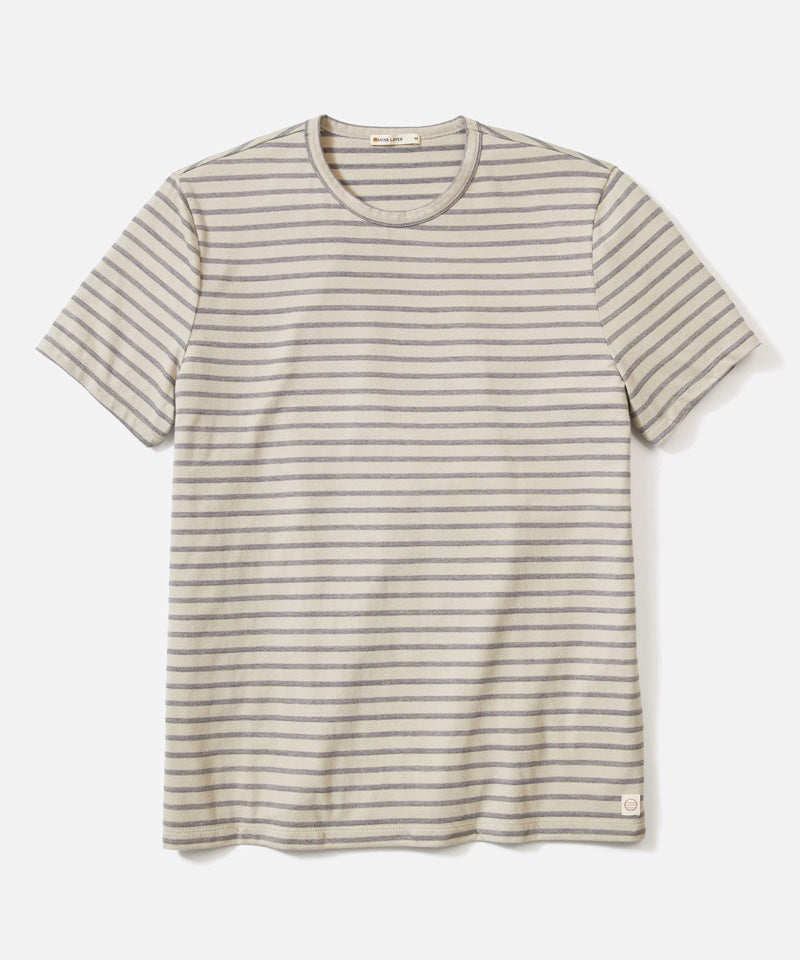 Signature Jacquard Crew Tee in Abbey Stone/India Ink