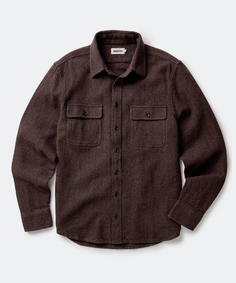 The Ledge Shirt in Black Coffee Linen Tweed