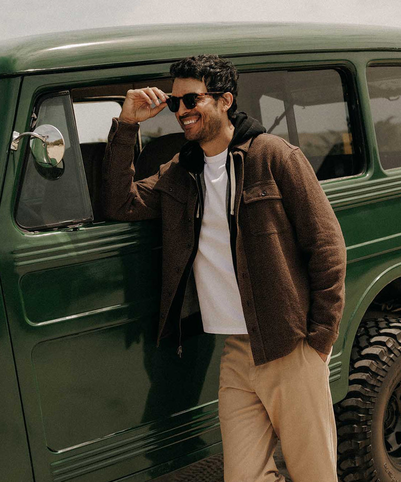 The Ledge Shirt in Black Coffee Linen Tweed