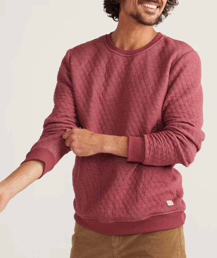 Corbet Quilted Crewneck in Cabernet Heather