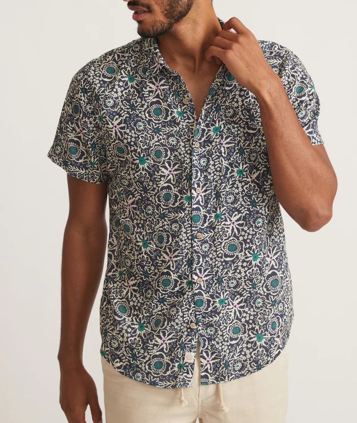 Tencel Linen  Short Sleeve Shirt in Mini Floral Print