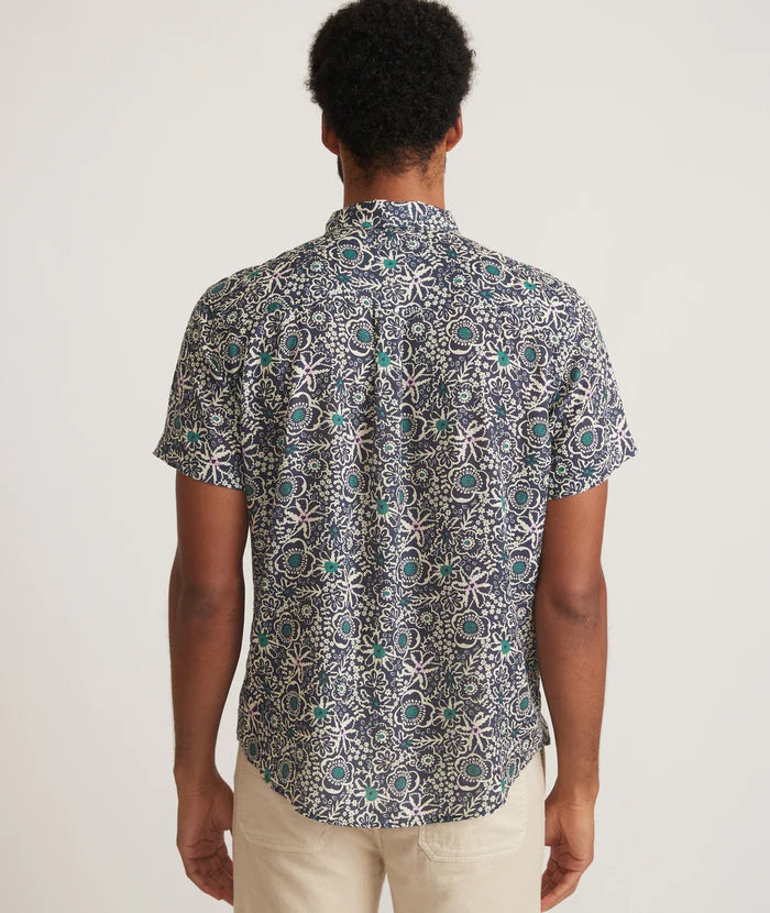 Tencel Linen  Short Sleeve Shirt in Mini Floral Print