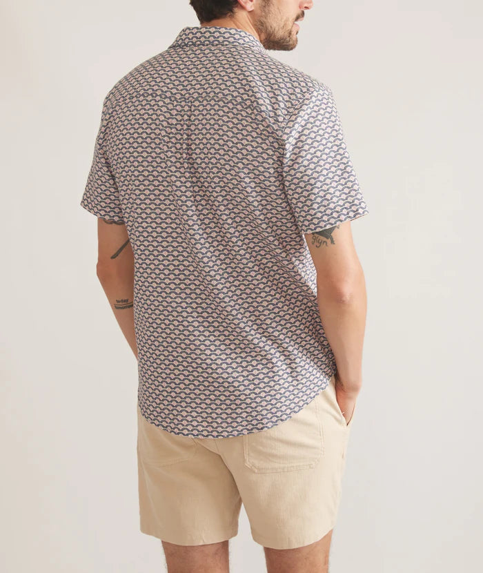 Classic Stretch Selvage Short Sleeve Shirt in Japanese Wave
