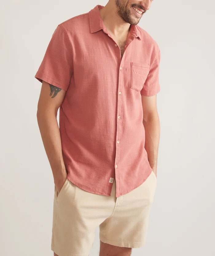 Classic Stretch Selvage Short Sleeve Shirt in Rust