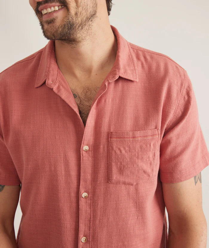 Classic Stretch Selvage Short Sleeve Shirt in Rust