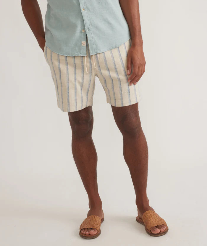 Saturday Beach Short in Natural/Blue Stripe