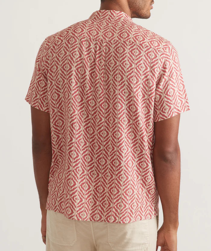 Tencel Linen Short Sleeve Shirt in Warm Geo Print