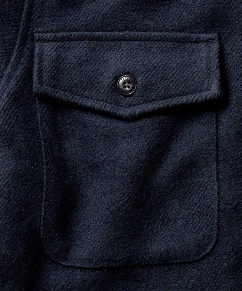 The Maritime Shirt Jacket in Dark Navy Moleskin Twill
