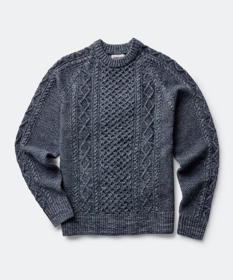 The Orr Sweater in Marled Marine Merino