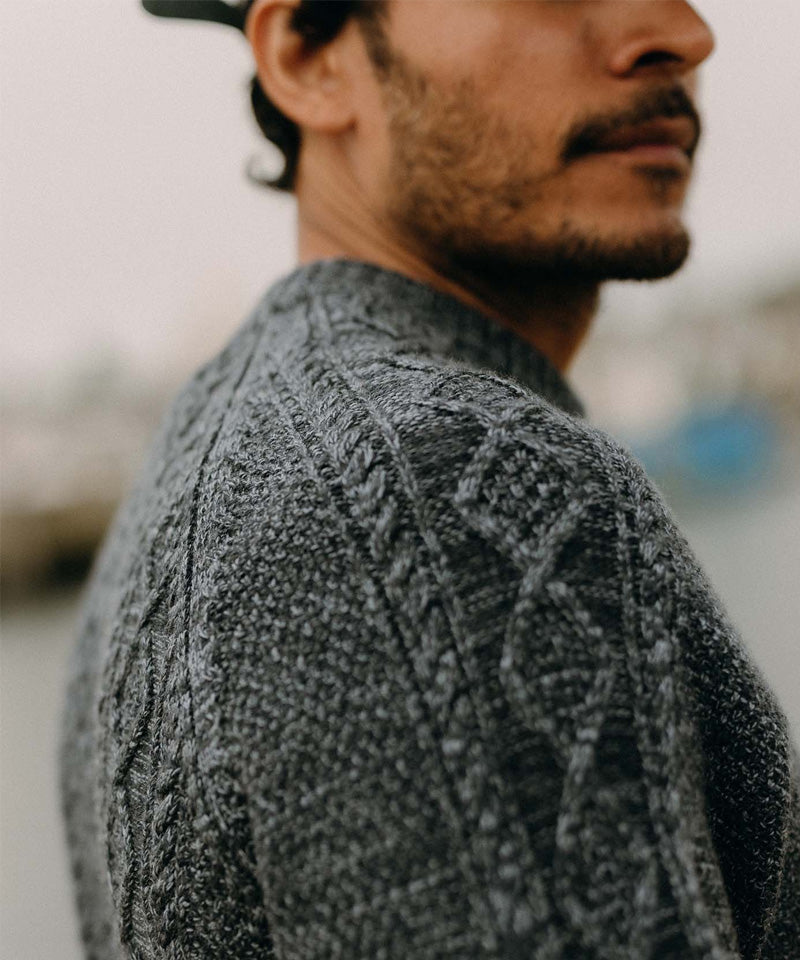 The Orr Sweater in Marled Marine Merino