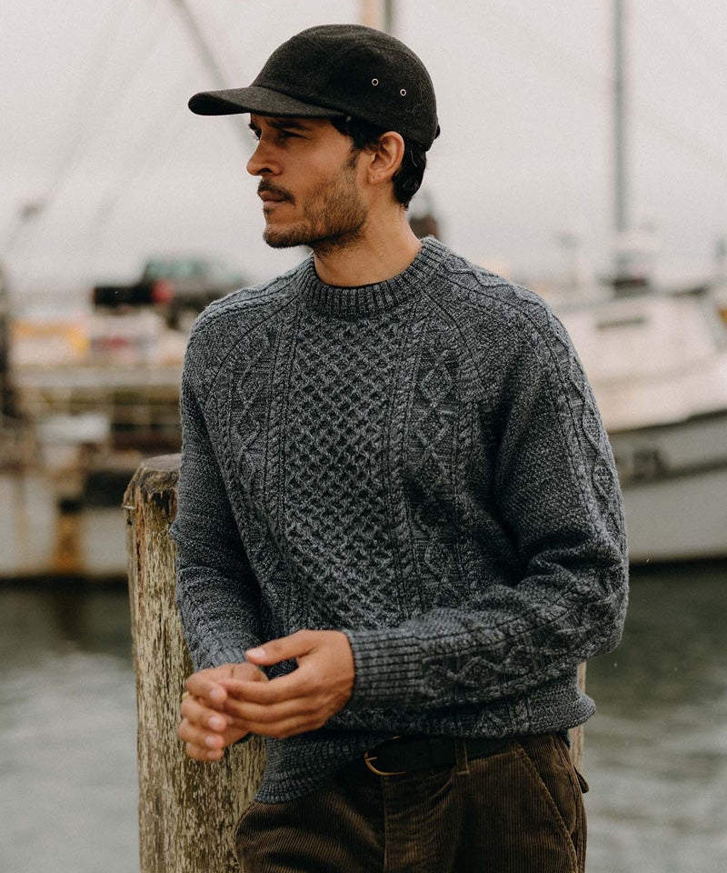 The Orr Sweater in Marled Marine Merino