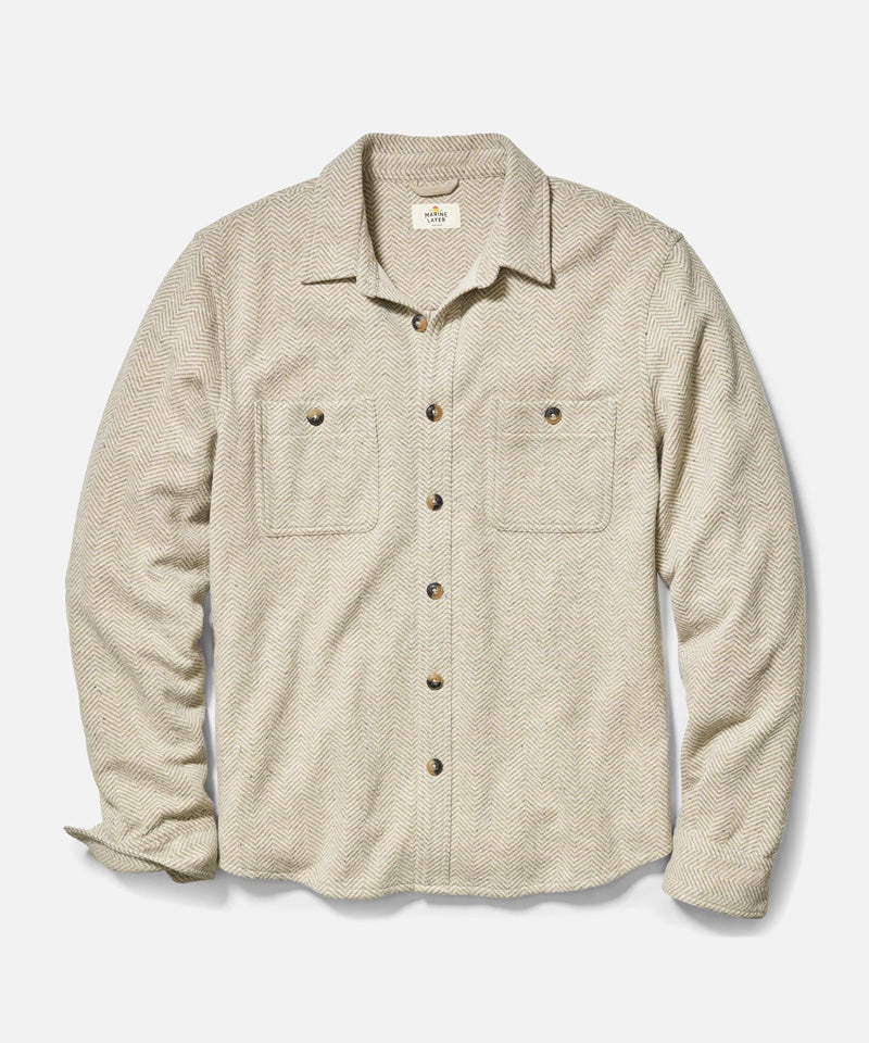 Pacifica Stretch Twill Shirt in Taupe Herringbone