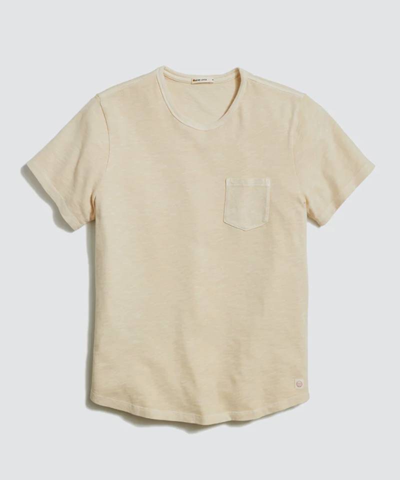 Short Sleeve Vintage Heavy Slub Pocket Tee in Sand