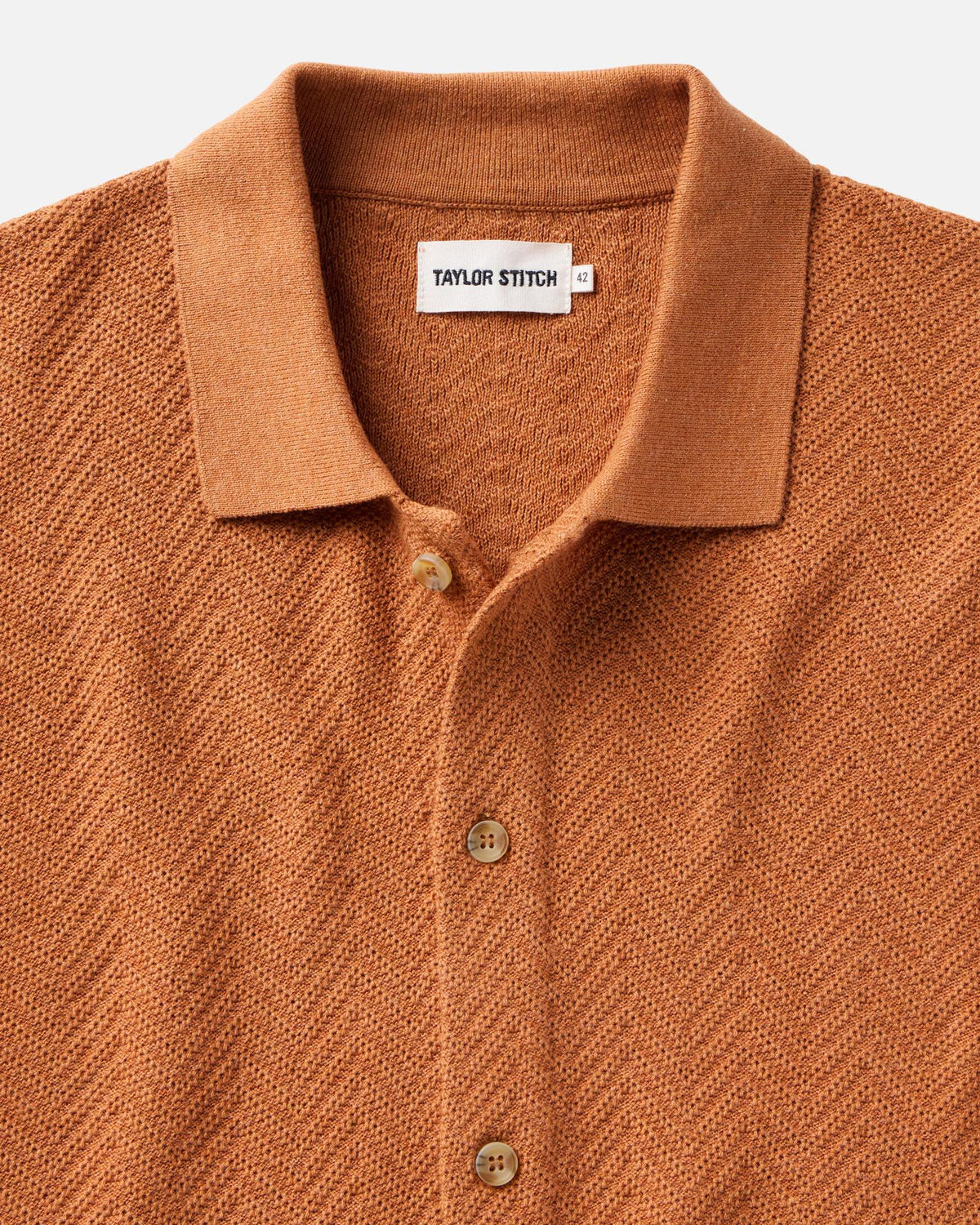 The Button Down Polo in Heather Desert Herringbone