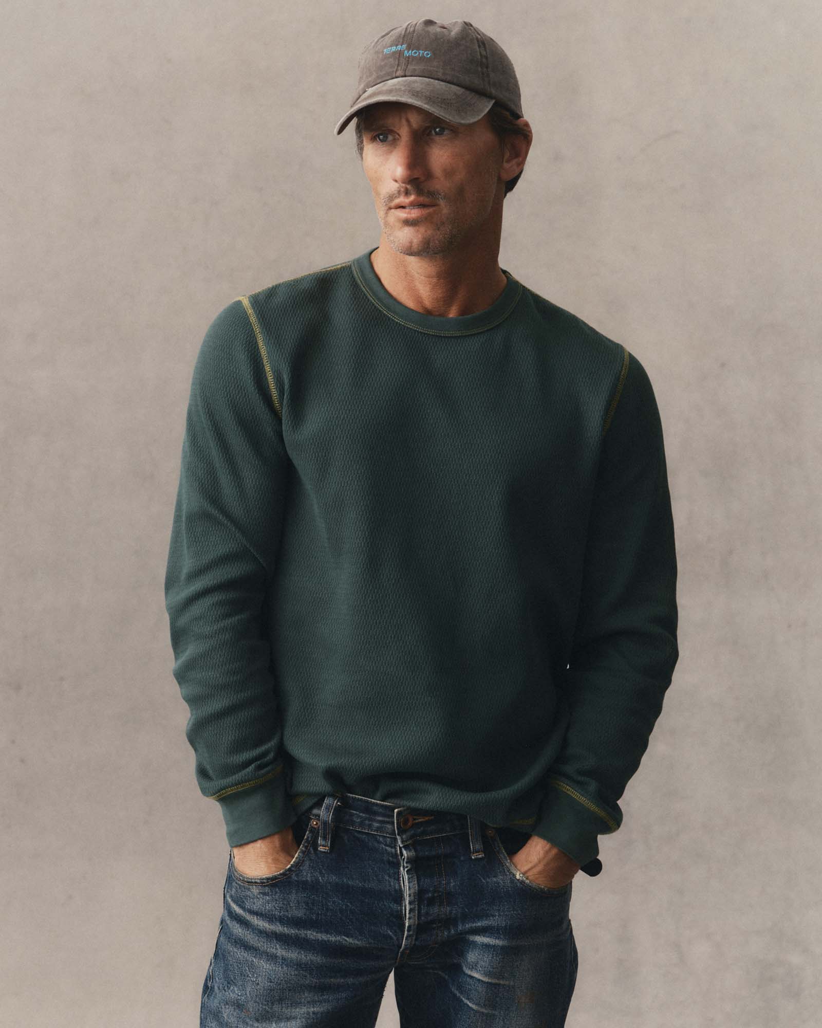 The Organic Cotton Crew in Dark Forest Waffle